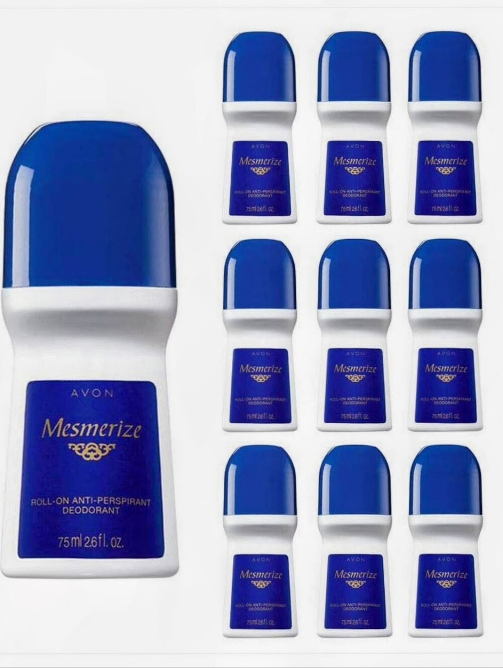 TEN (10) AVON Mesmerize Roll-On Anti-Perspirant Deodorants 75ml. Each